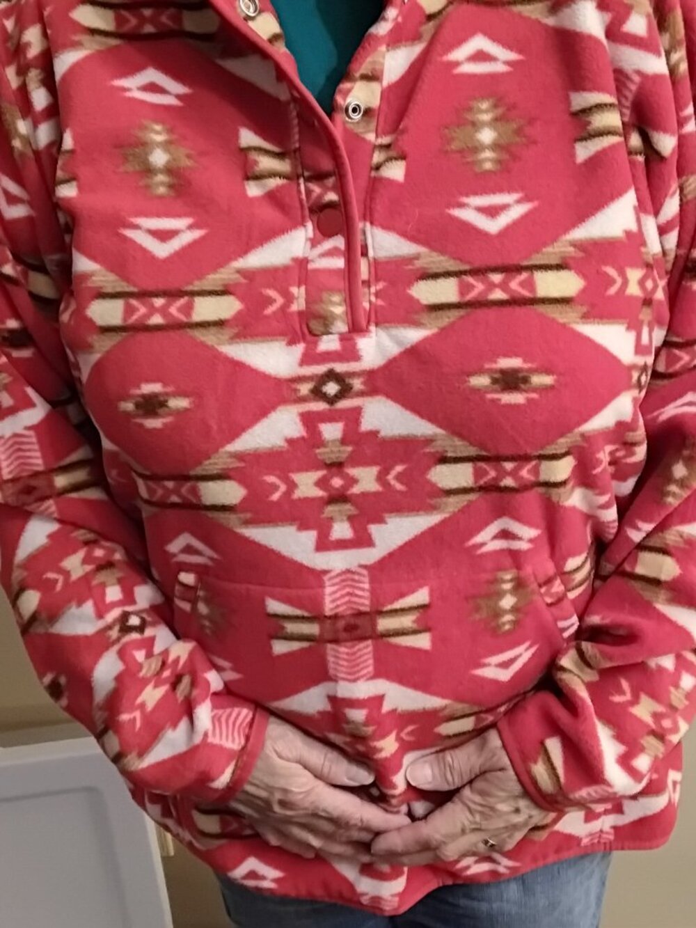 Wrangler Women's Southwestern Aztec Quarter-Snap Fleece Pullover XXL